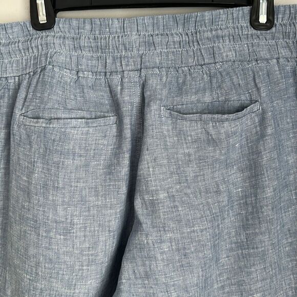 Athleta Cabo Linen Jogger Pants Chambray Blue Size 8 100% Linen Zip Pockets - Picture 7 of 14